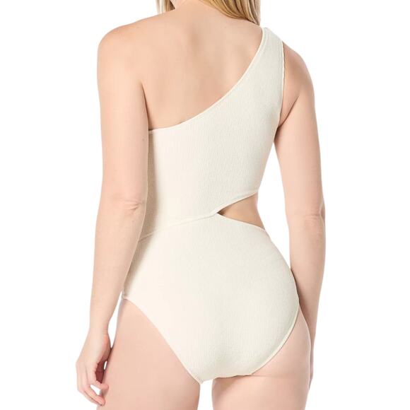 Michael Kors Women’s One Shoulder Side Cut Out Swimsuit Ivory Size 6 - Picture 2 of 3
